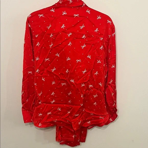 Aerie OFF DUTY Satin Red Bow Pajama Set - Picture 6 of 7